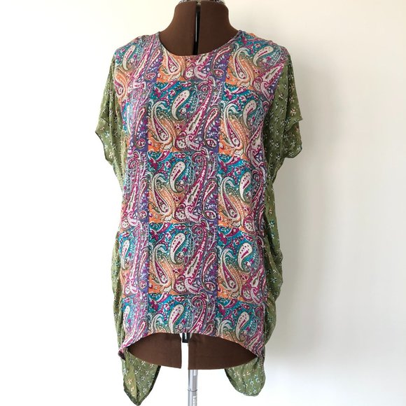 Tolani Oversized Silk Printed Top - Picture 1 of 6